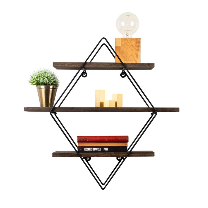 Hanah Home Erysimum Estantería de Pared Negro y Nogal Hanah Home Erysimum Estantería de Pared Negro y Nogal